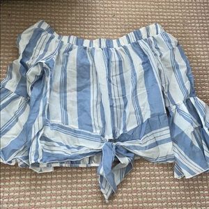 Blue/white Charlotte Russe off the shoulder top